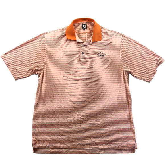 FootJoy Mens Polo Shirt XL Short Sleeve Casual Orange Striped Golf Performance - Picture 1 of 11